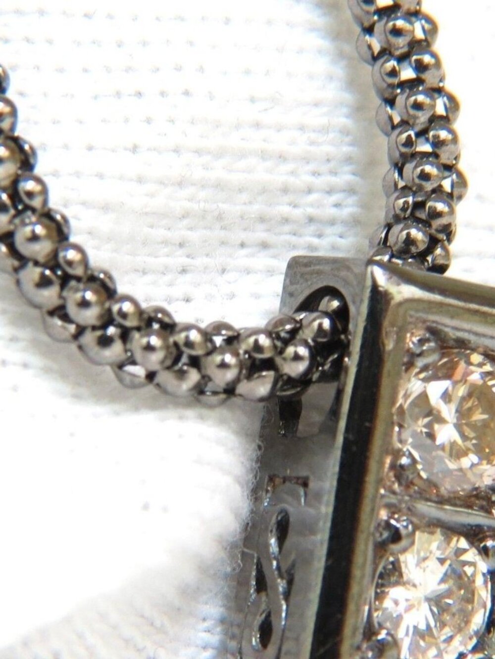 1.54CT DIAMONDS NATURAL FANCY LIGHT BROWN BEADED NECKLACE 14KT* - Picture 3 of 5